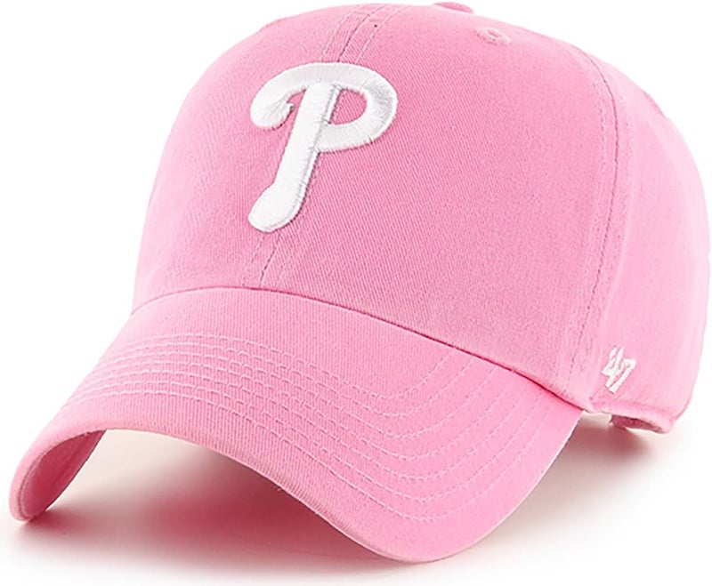 47 Brand MLB Rose Pink Primary Logo Clean Up Adjustable Baseball Cap Hat, Adult One Size Fits All - Image 1